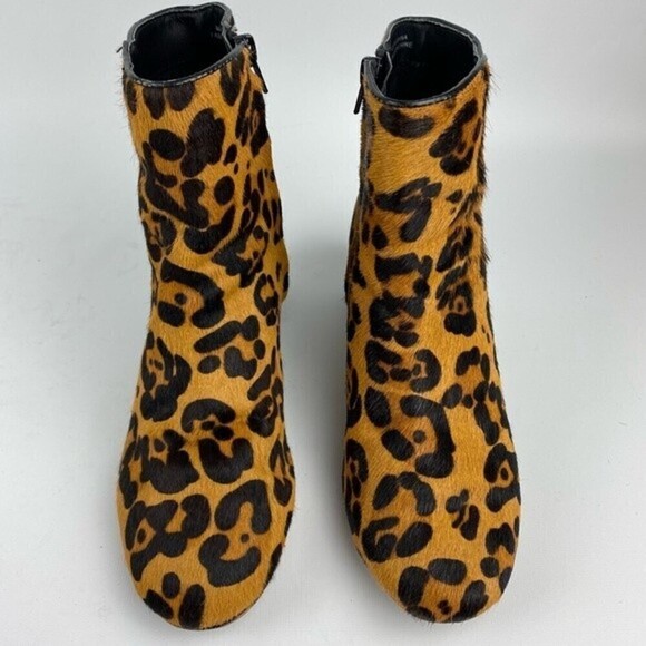 Urban Outfitters Womens Ankle Booties 9 Animal Print Zipper Block Heel Boots - Picture 8 of 14